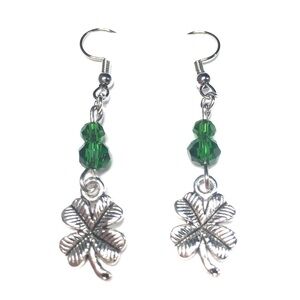 Handmade Shamrock Clover Green Drop Dangle Earrings Women St. Patrick's Day